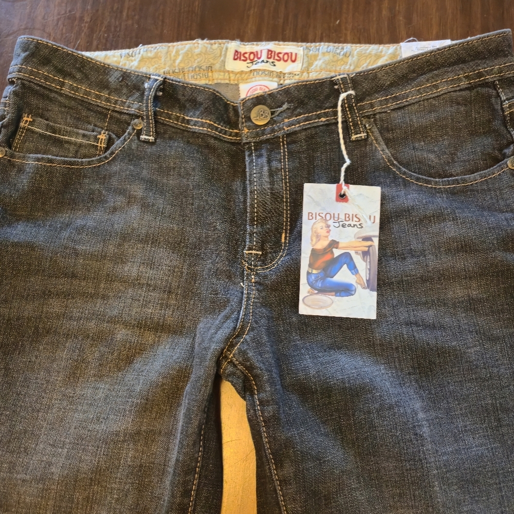 Bisou Bisou "Bisou Basic Med Black Wash" Flare Wide‎ Leg Jeans Size 10 - Picture 4 of 12